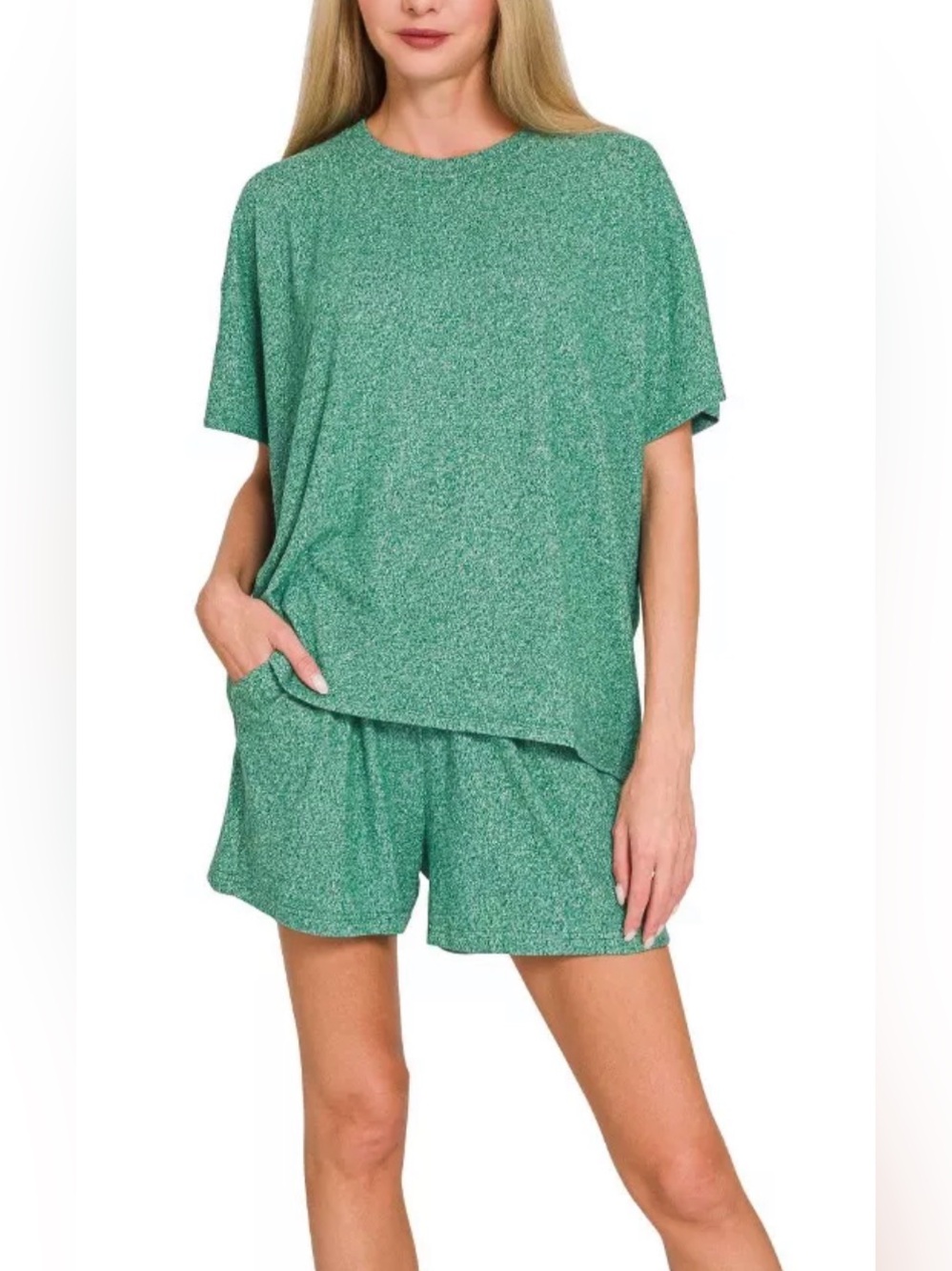 Zenana Green Two-Piece Lounge Set